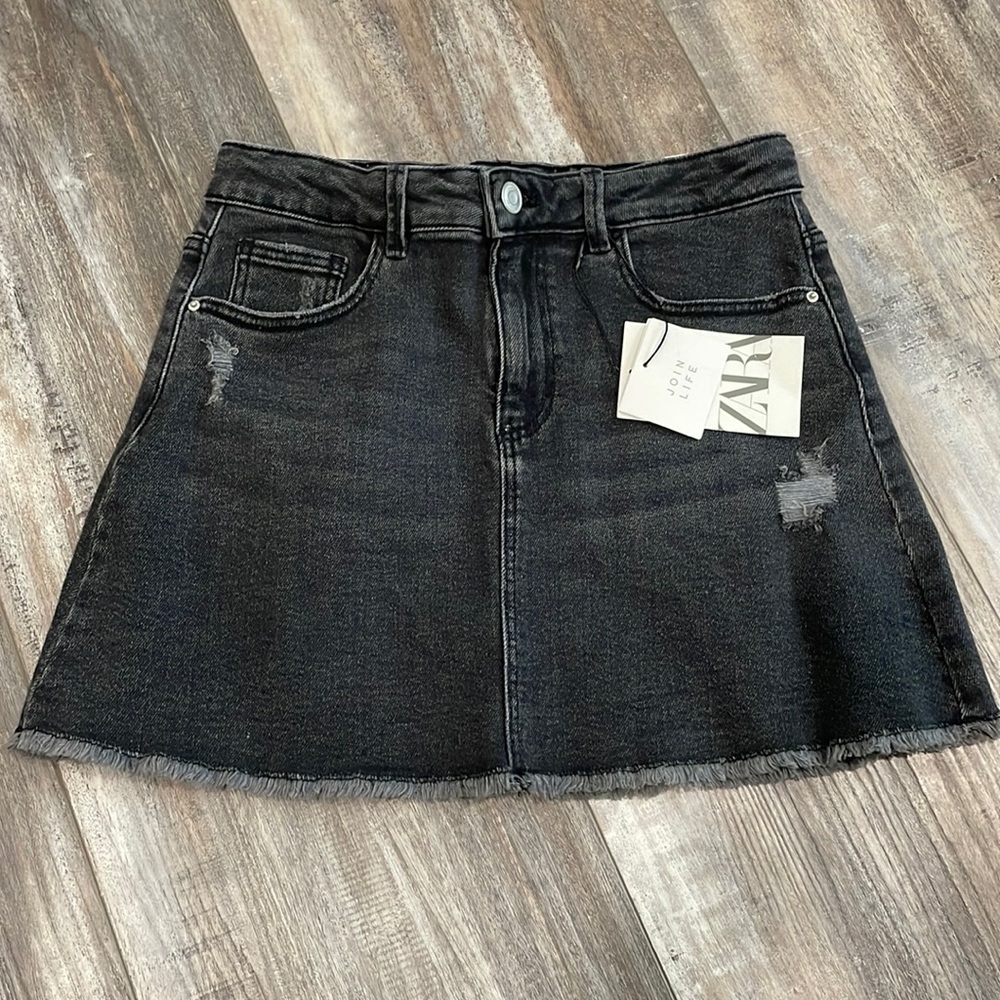 Zara Girl's Blackwash Jean Skirt Adjustable Waistband